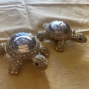 L’Objet Gold Plated Jeweled Turtle Salt and Pepper Shakers